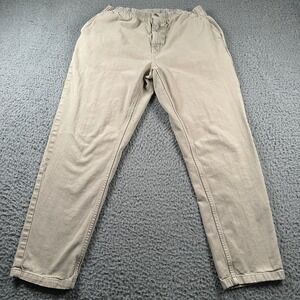 Outerknown Men's Pants Beige Medium Cotton Stretch Flat Front Elastic Waist